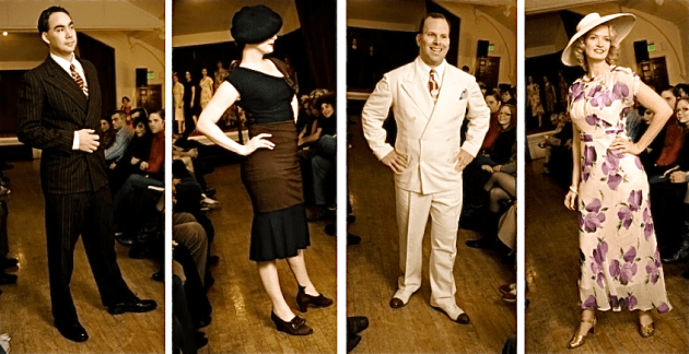 Four models from the 2009 Vintage Fashion Runway show