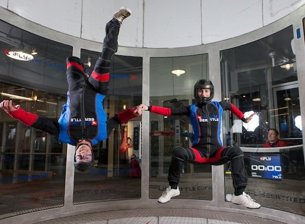 Lysa with husband Bill Adams, CEO of iFLY Seattle. (Courtesy iFLY Seattle)