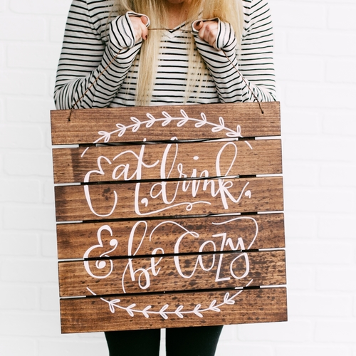 Made to order hanging wood palette handlettered with love! Eleven and West.