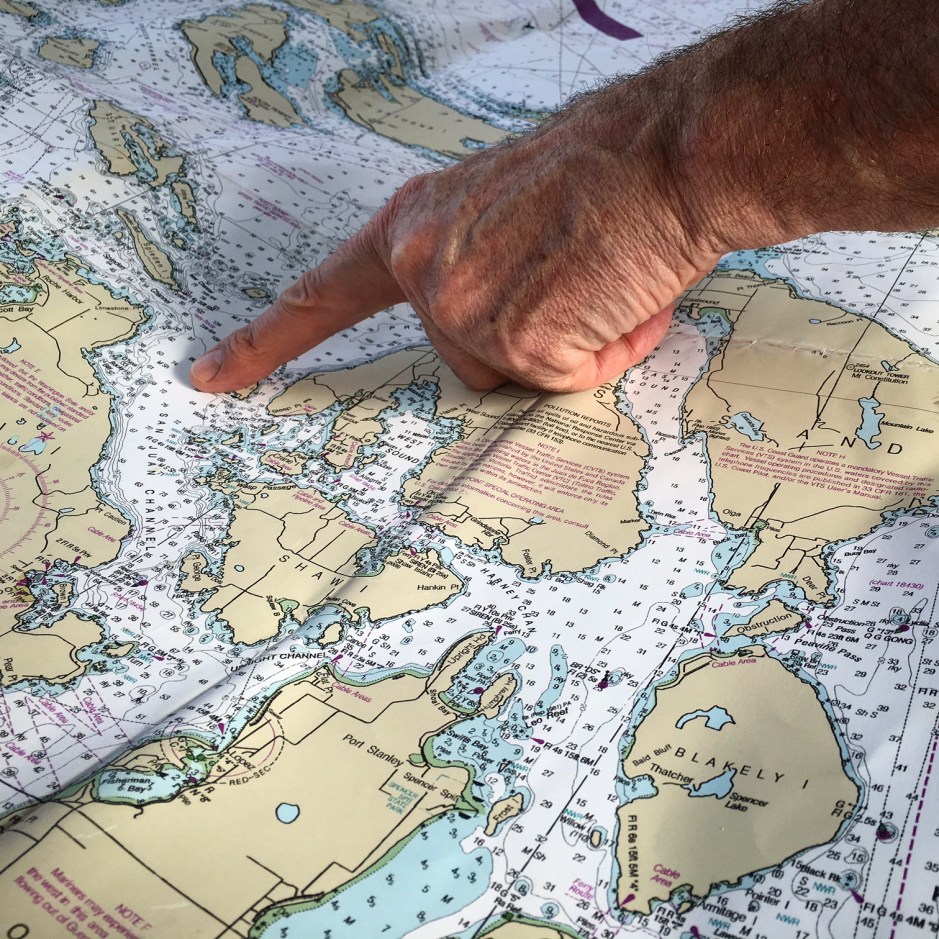 Captain Hobbes navigates, by Corinne Whiting